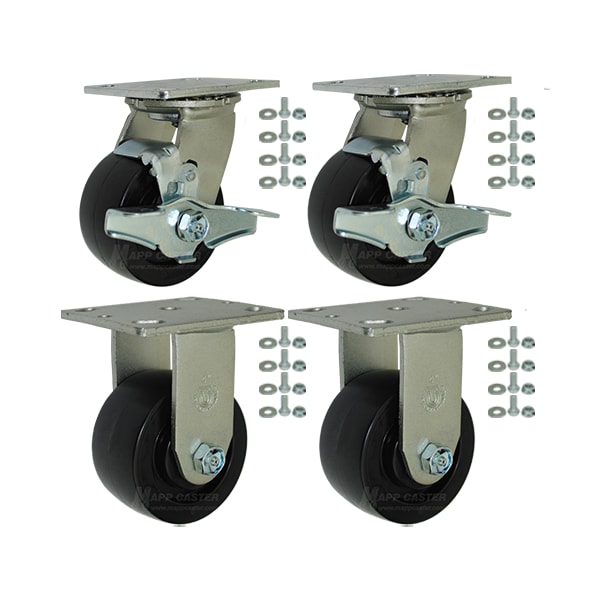 Mapp Caster Tool Box and Job Box Casters, 4" Polyolefin Wheel Casters